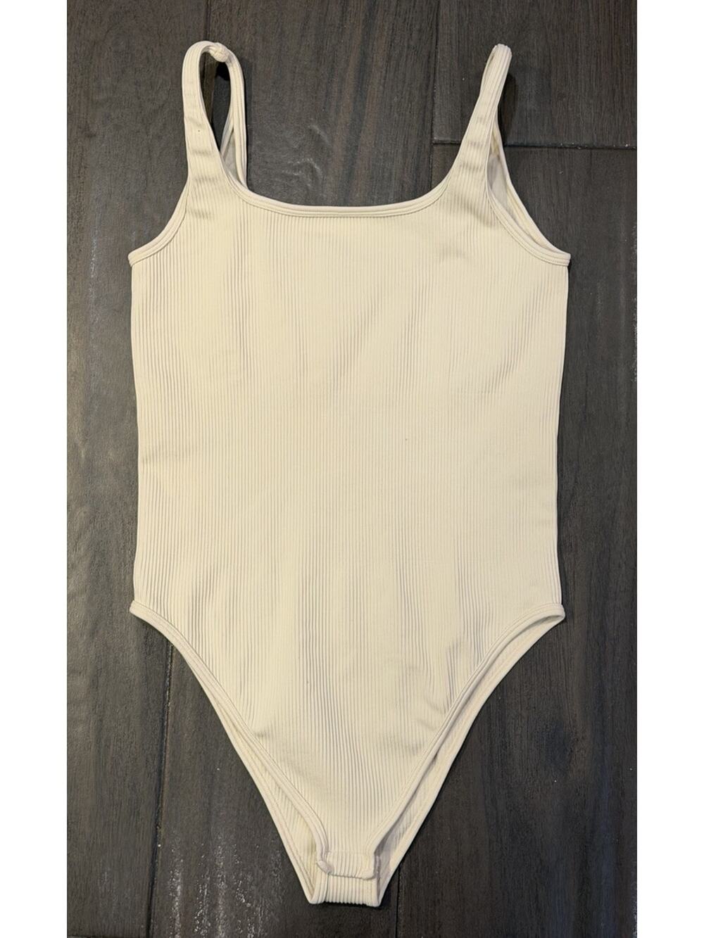 OQQ Ribbed Square Neck Bodysuit - Size Large - New Without Tags